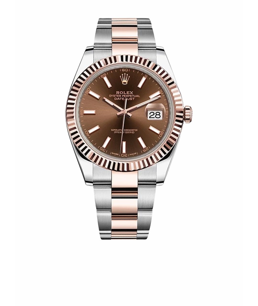 ROLEX Коричневые часы из розового золота, фото 1