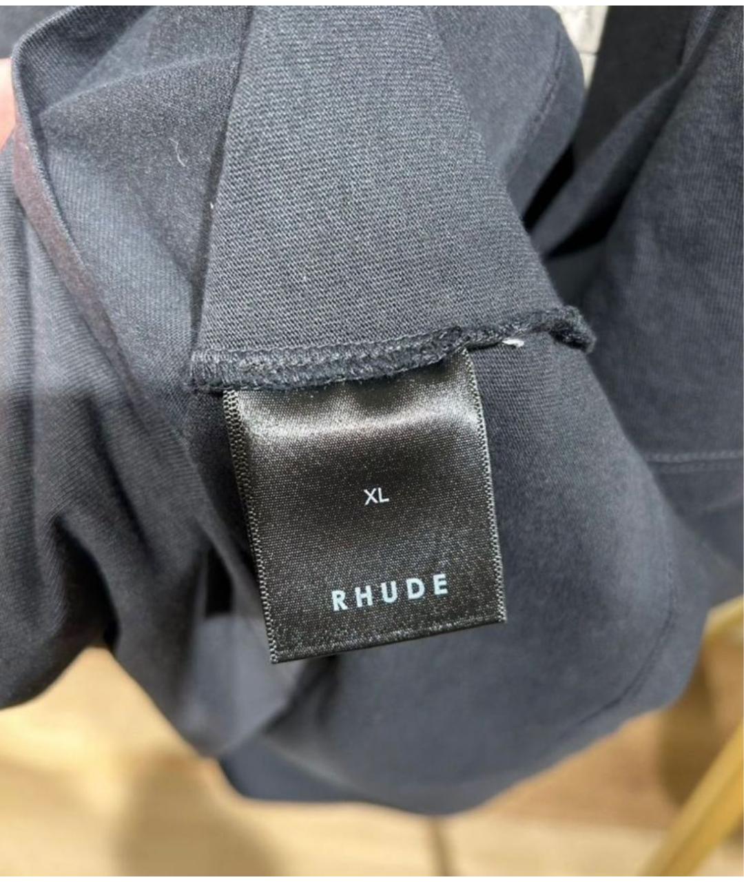 RHUDE Черная хлопковая футболка, фото 3