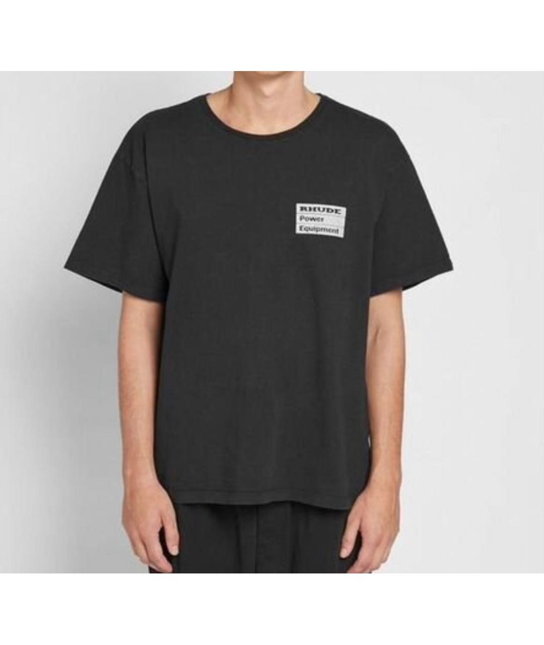 RHUDE Черная хлопковая футболка, фото 5