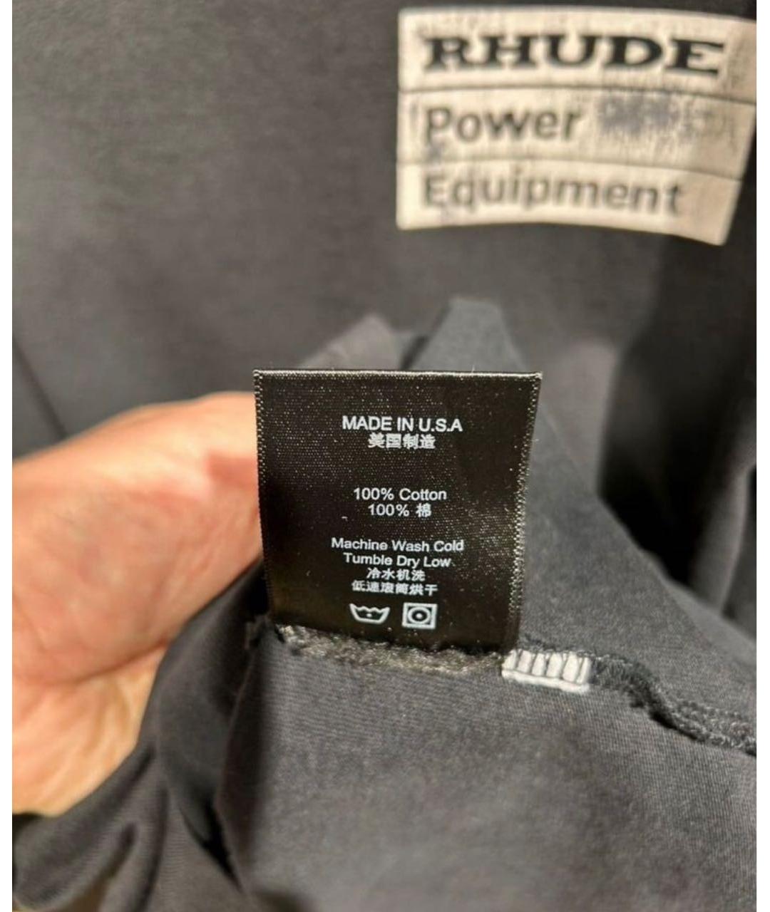 RHUDE Черная хлопковая футболка, фото 4