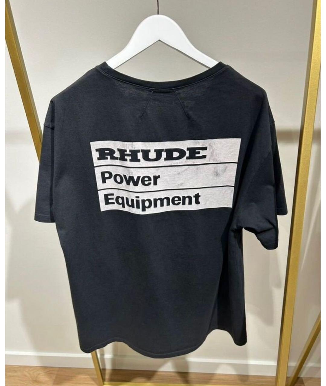 RHUDE Черная хлопковая футболка, фото 2