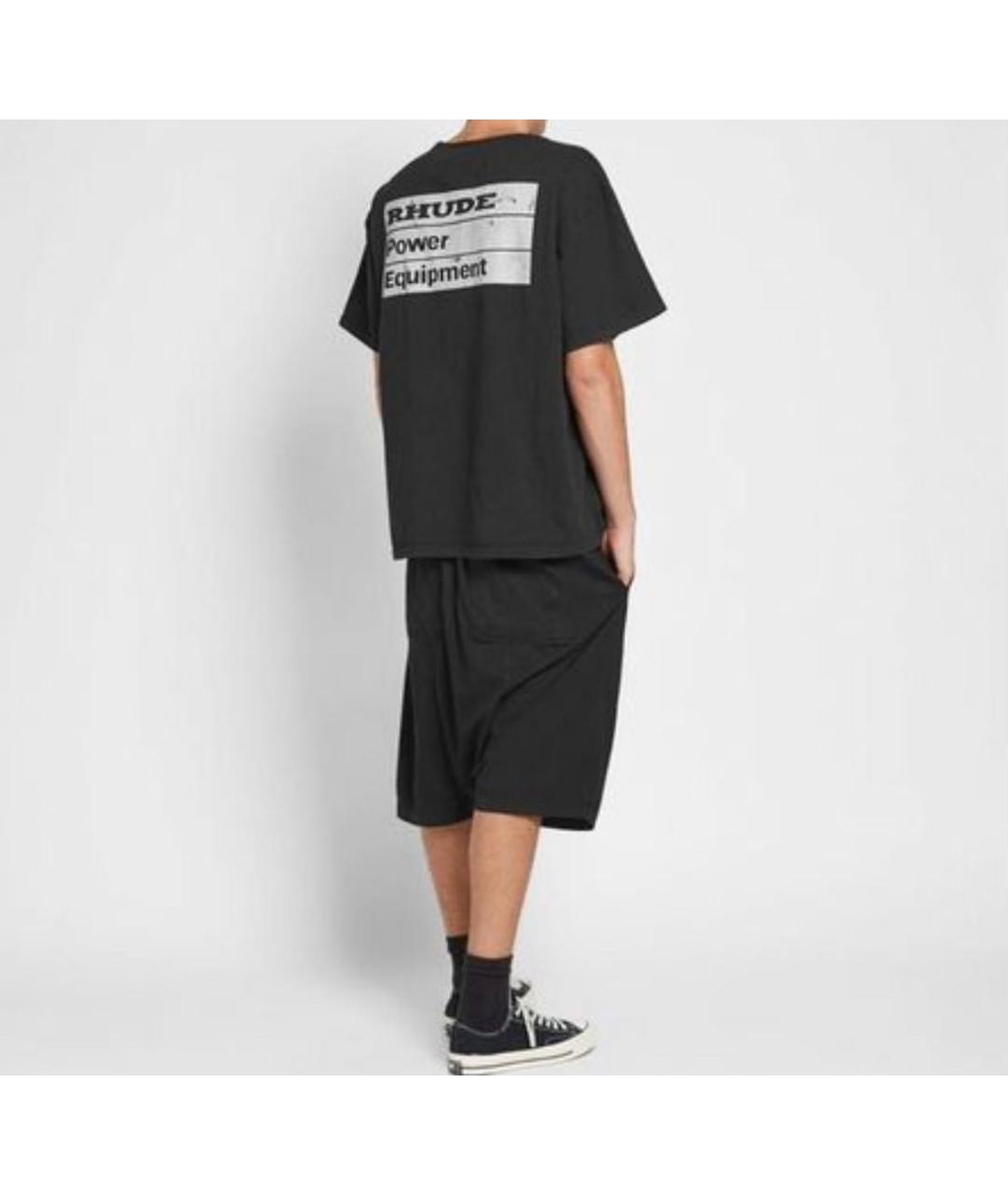 RHUDE Черная хлопковая футболка, фото 7