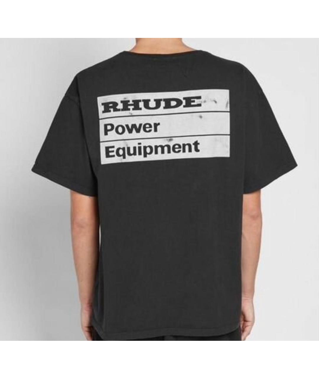 RHUDE Черная хлопковая футболка, фото 6