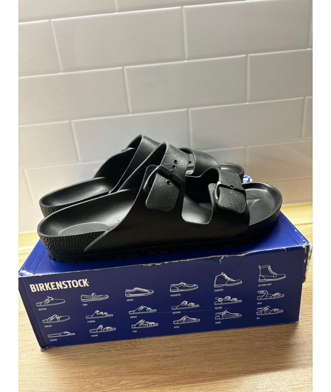 BIRKENSTOCK Черные резиновые шлепанцы, фото 4