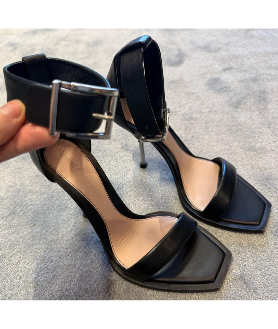 ALEXANDER MCQUEEN Черные кожаные туфли, фото 8