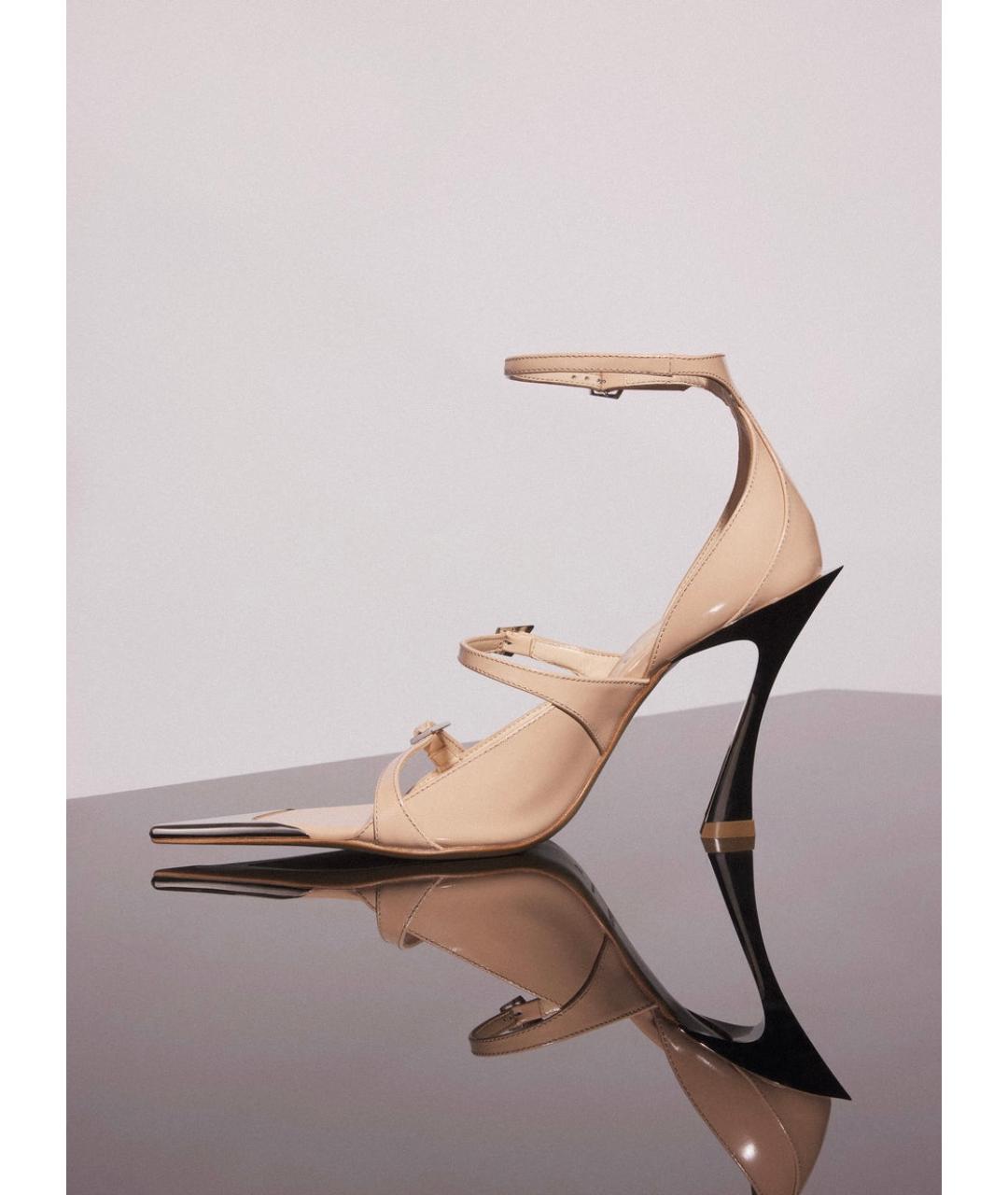 MUGLER Бежевые кожаные босоножки, фото 3