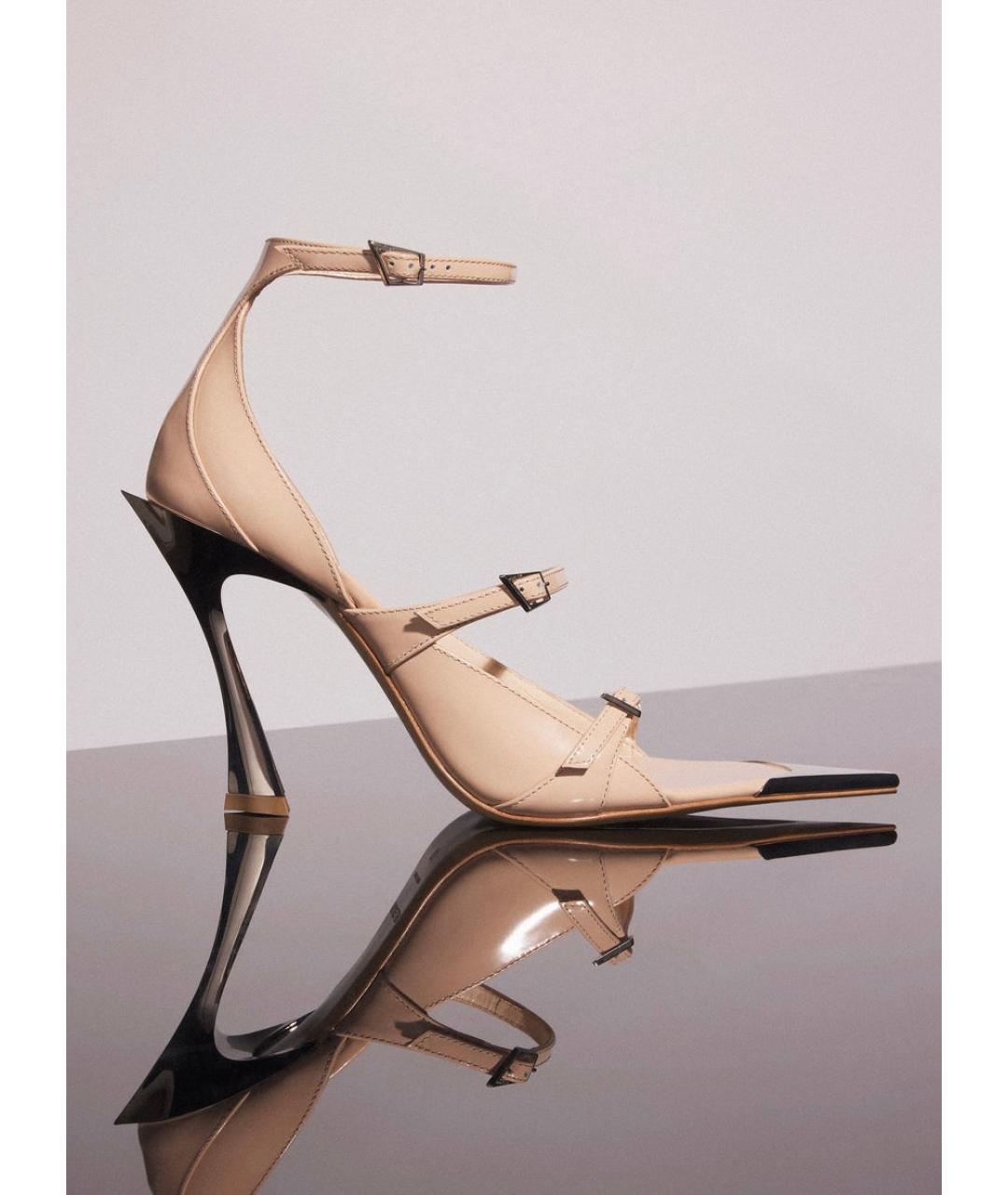 MUGLER Бежевые кожаные босоножки, фото 2