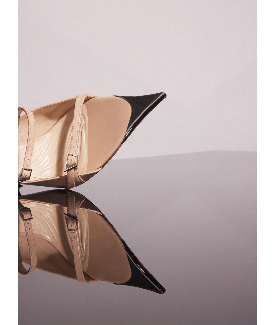 MUGLER Бежевые кожаные босоножки, фото 5