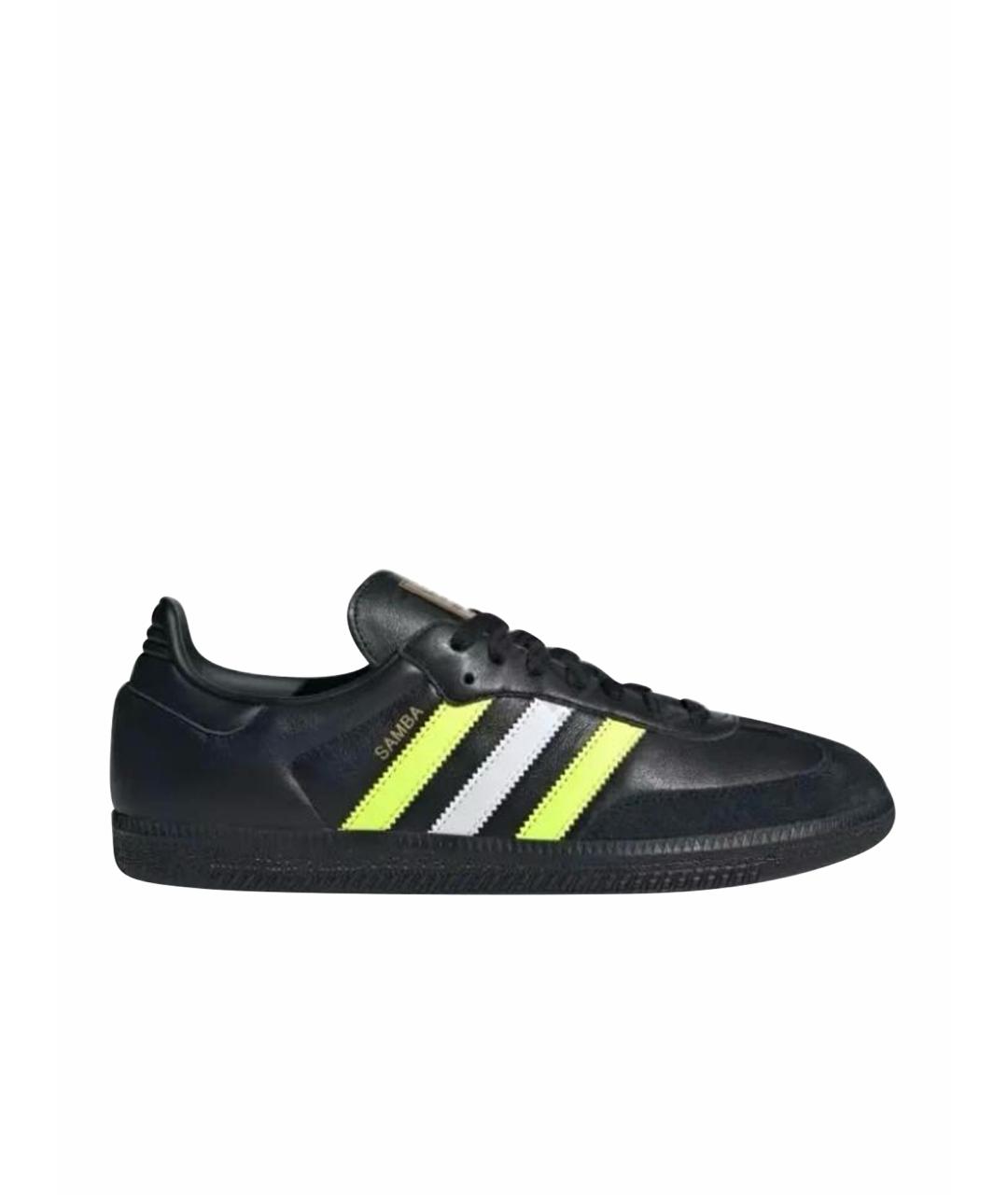 ADIDAS Черные кожаные низкие кроссовки / кеды, фото 1