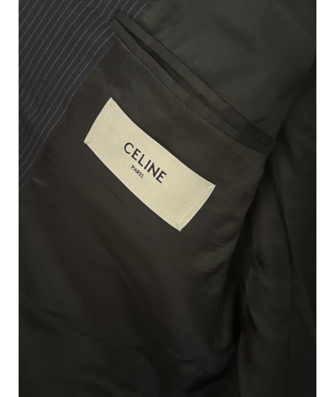 CELINE Темно-синий шерстяной костюм с брюками, фото 3