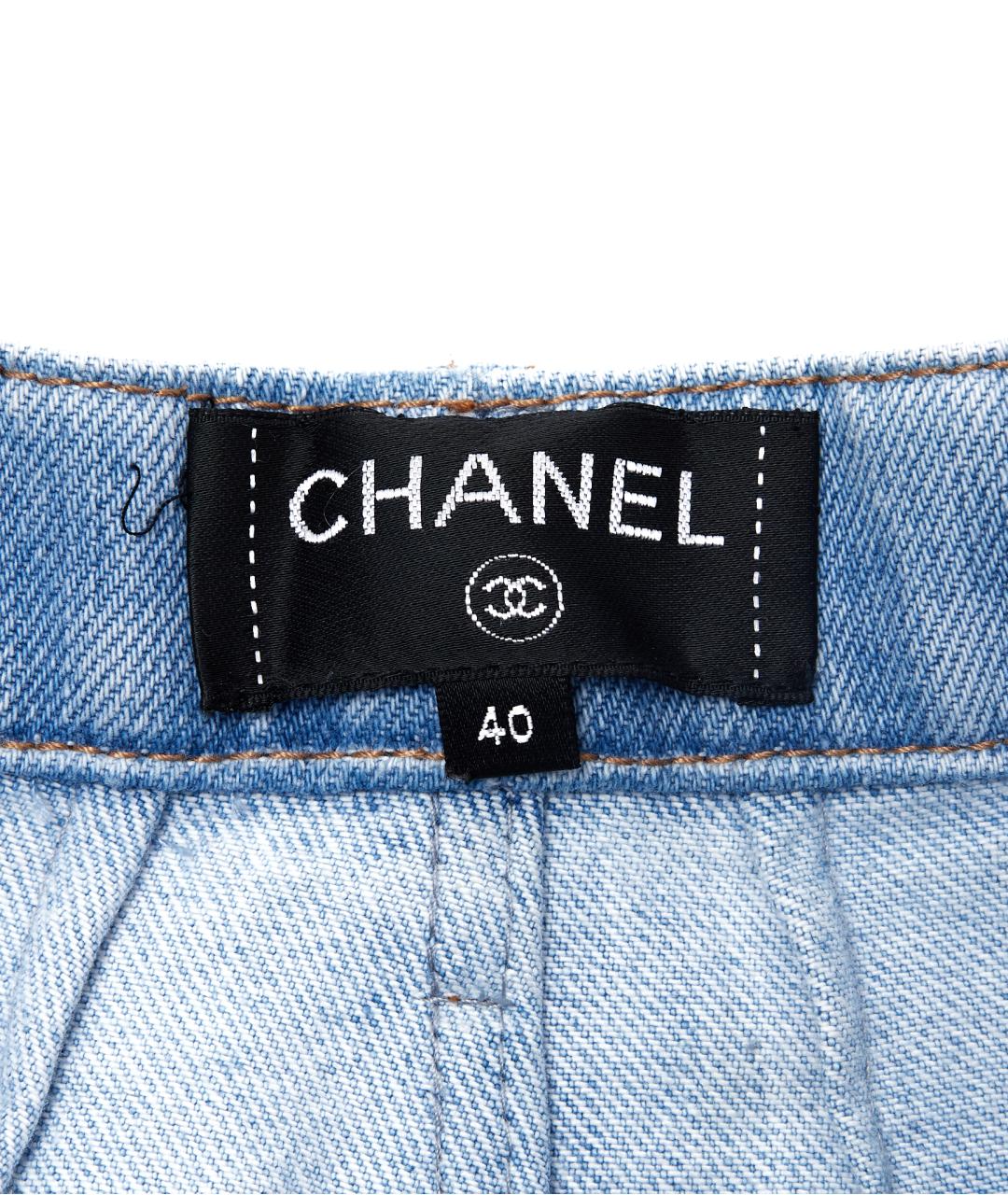 CHANEL Голубые хлопковые прямые джинсы, фото 4