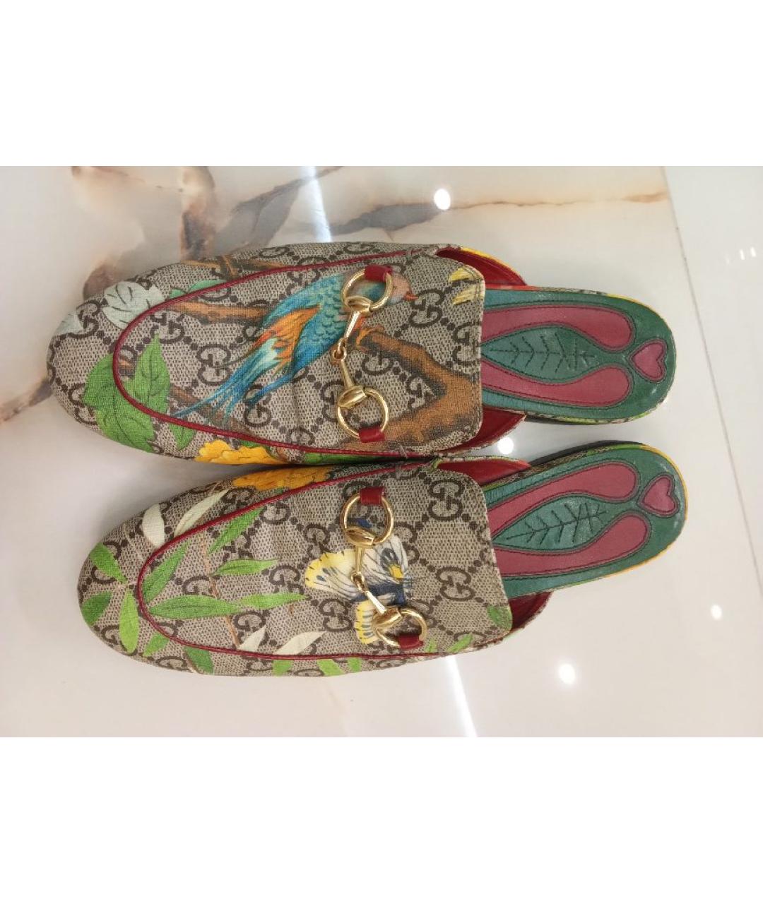 GUCCI Зеленые кожаные сабо, фото 2
