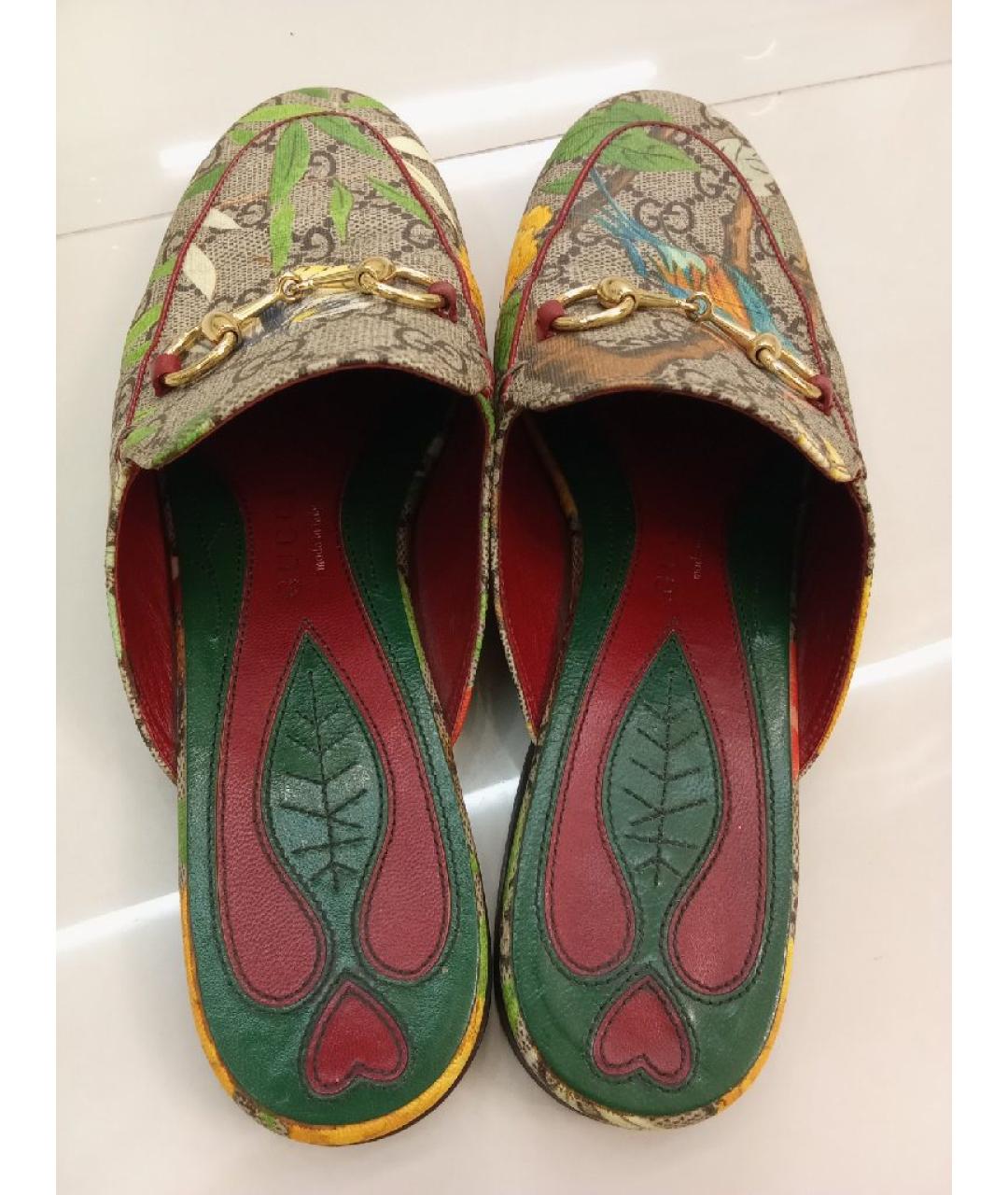 GUCCI Зеленые кожаные сабо, фото 3