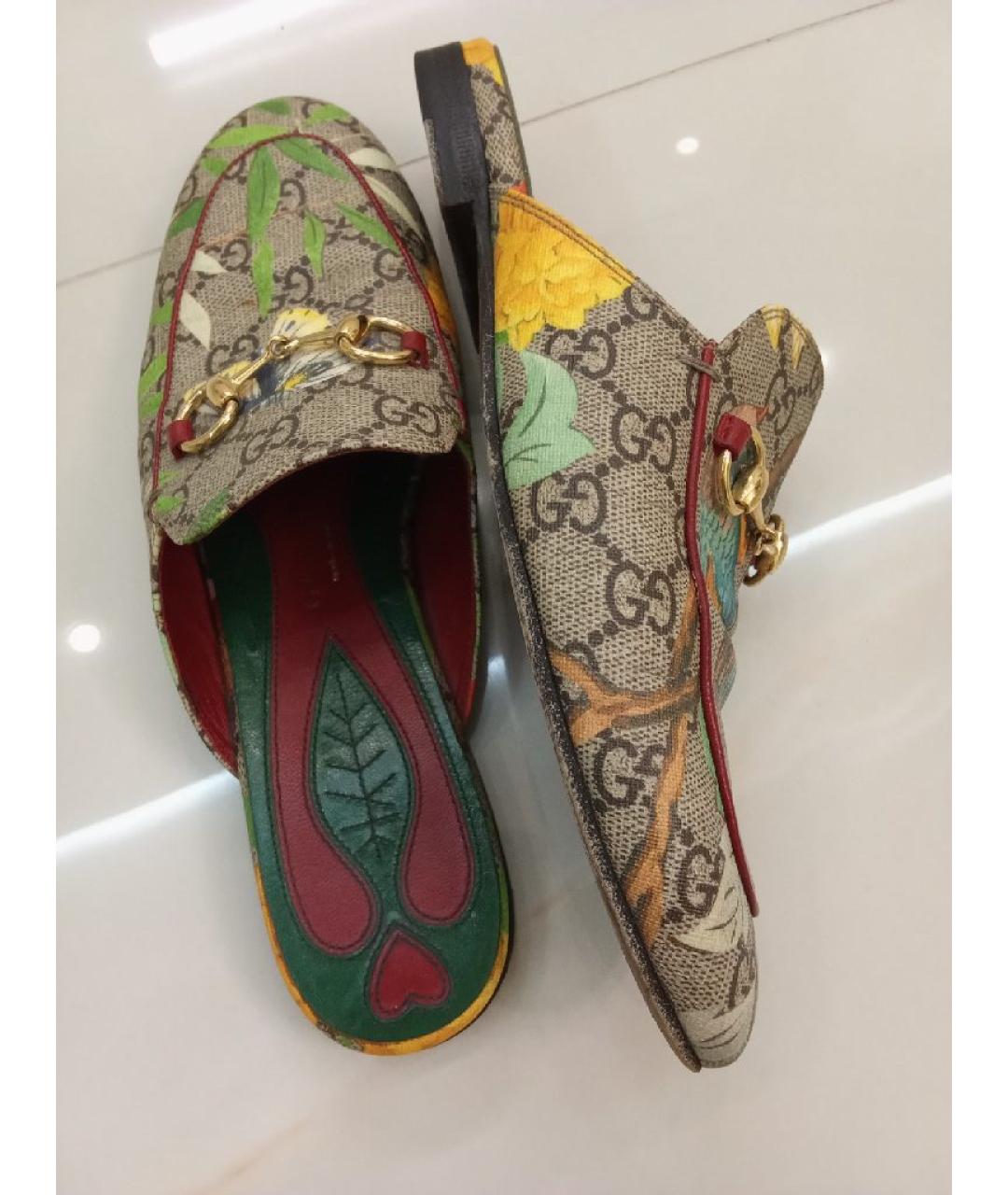 GUCCI Зеленые кожаные сабо, фото 4