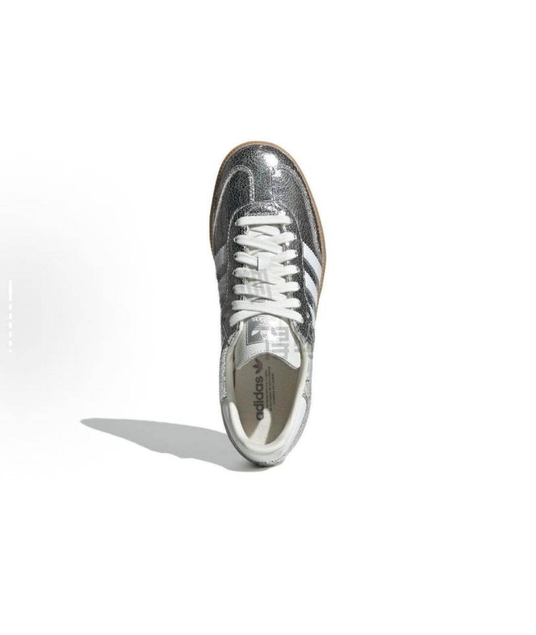 ADIDAS Серебряные кожаные низкие кроссовки / кеды, фото 4