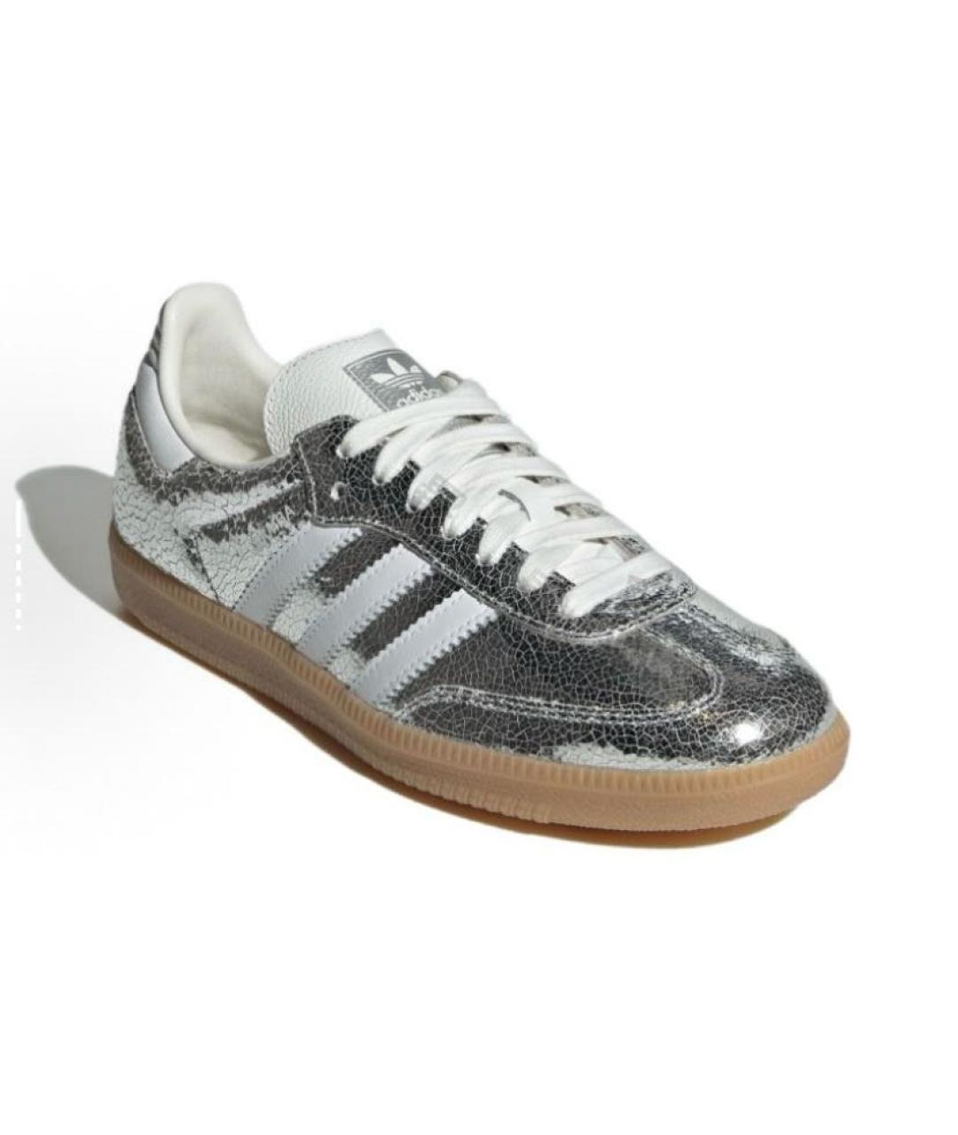ADIDAS Серебряные кожаные низкие кроссовки / кеды, фото 3