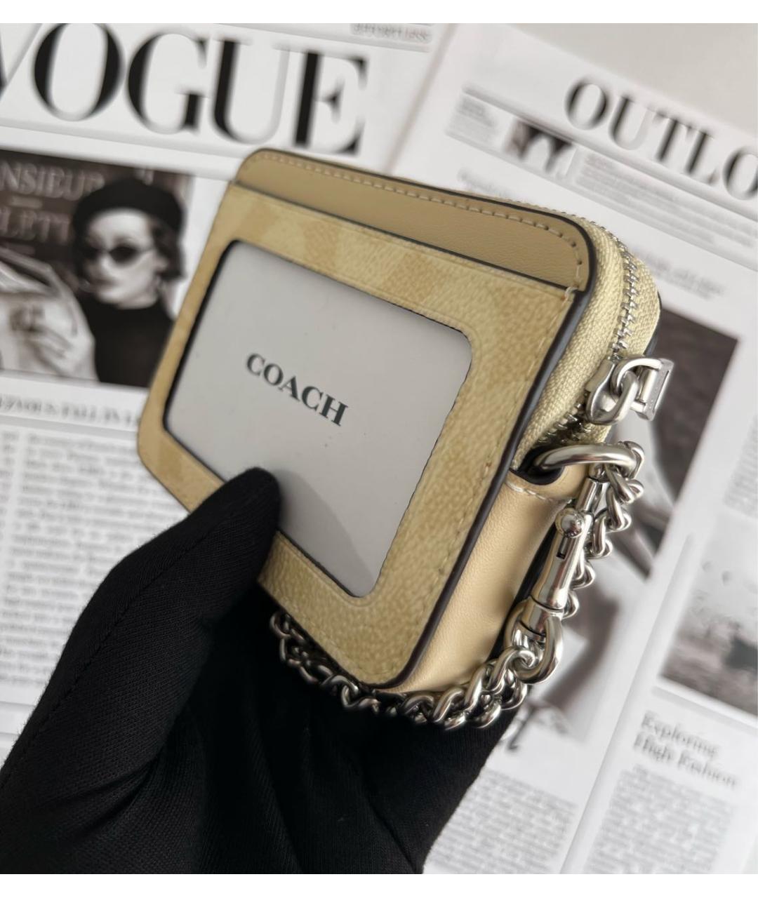 COACH Желтый кошелек, фото 7