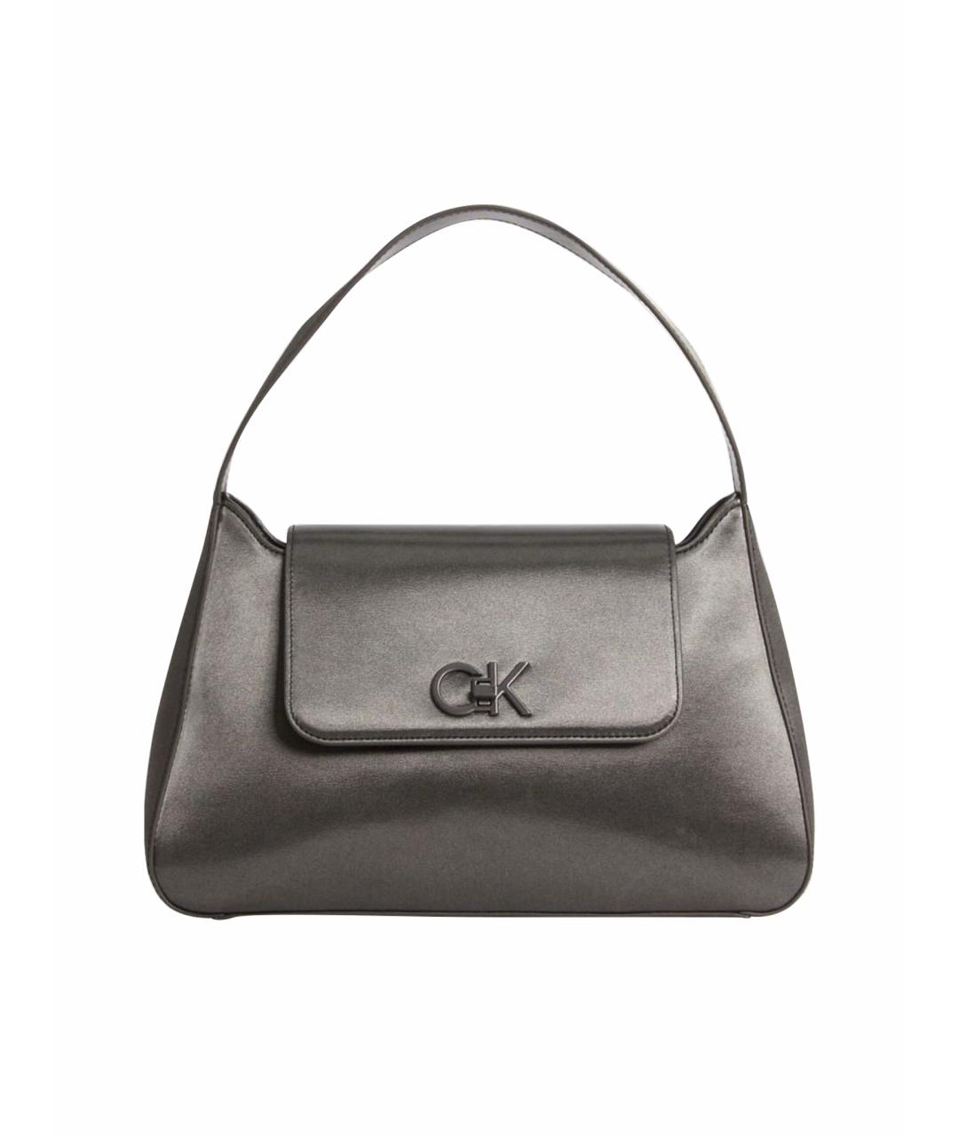 CALVIN KLEIN Серебряная кожаная сумка с короткими ручками, фото 1