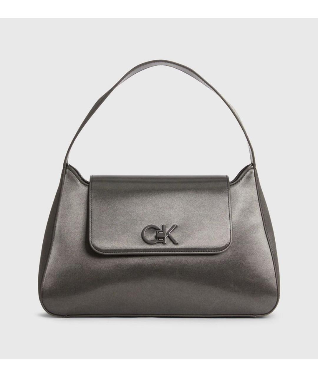 CALVIN KLEIN Серебряная кожаная сумка с короткими ручками, фото 3