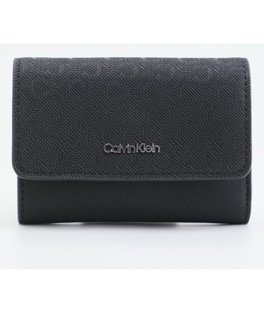CALVIN KLEIN Черный кожаный кошелек, фото 4