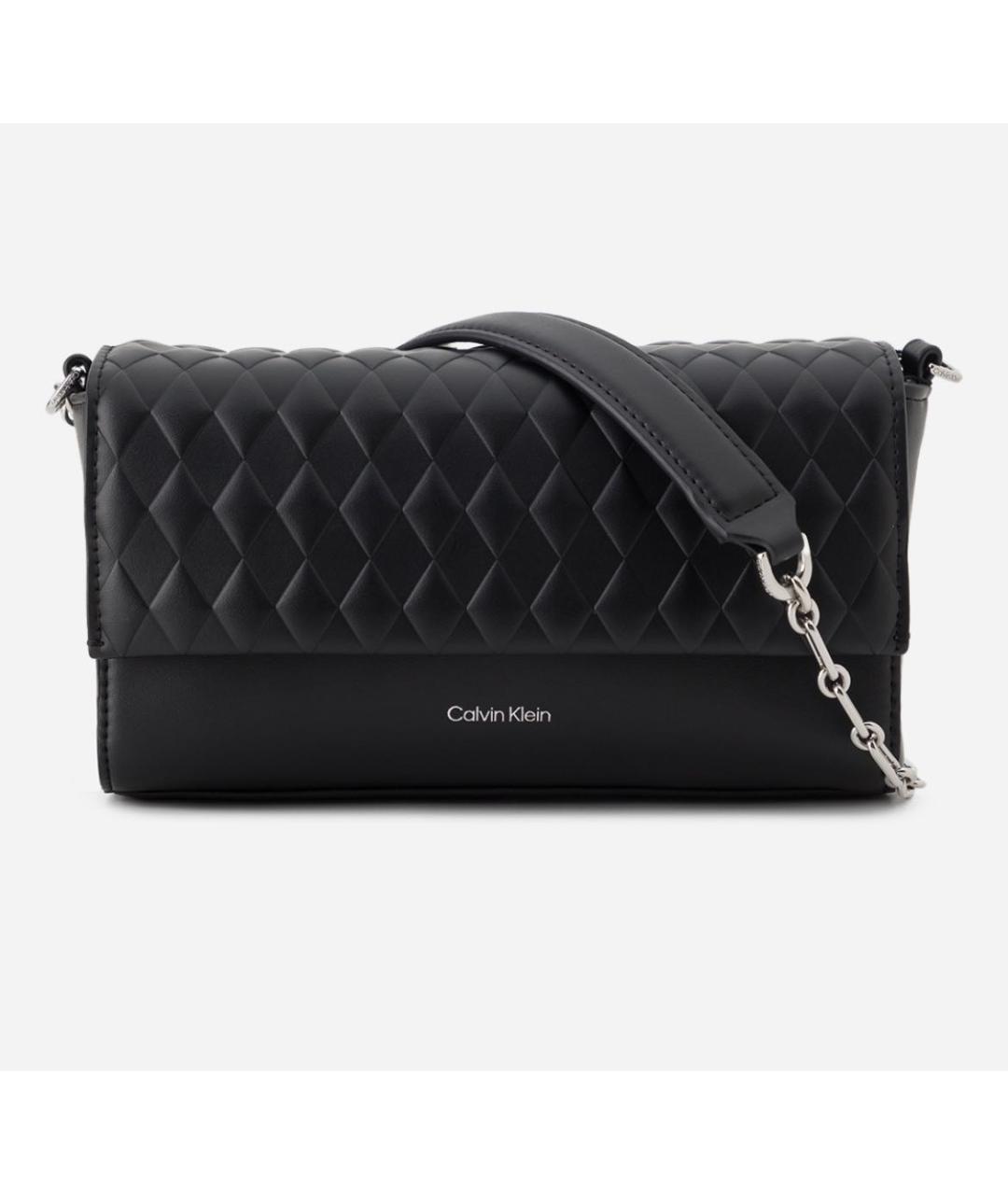 CALVIN KLEIN Черная кожаная сумка через плечо, фото 4