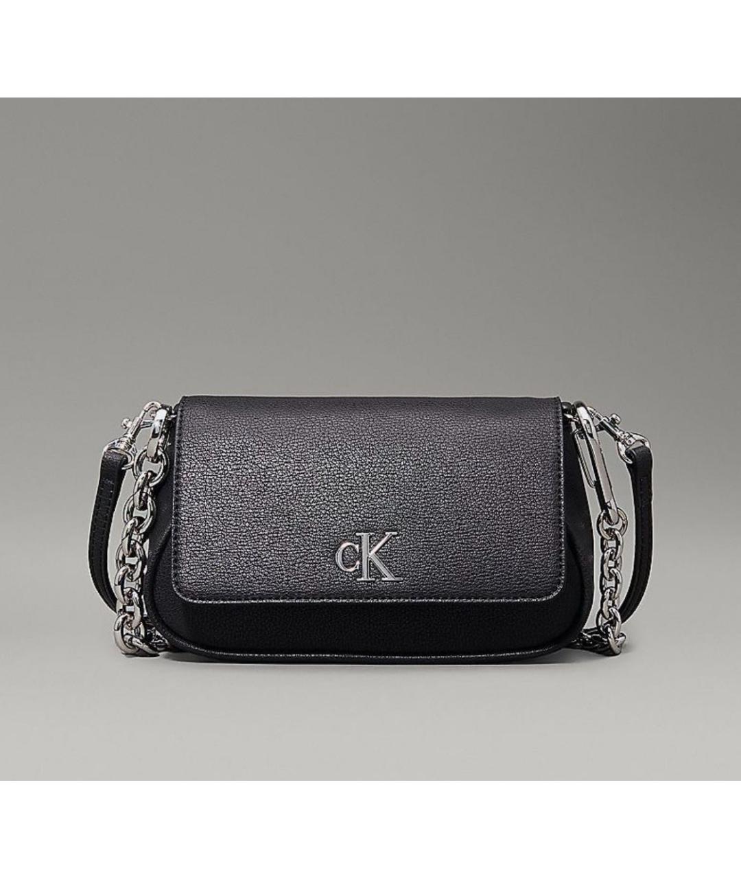 CALVIN KLEIN Черная кожаная сумка через плечо, фото 3