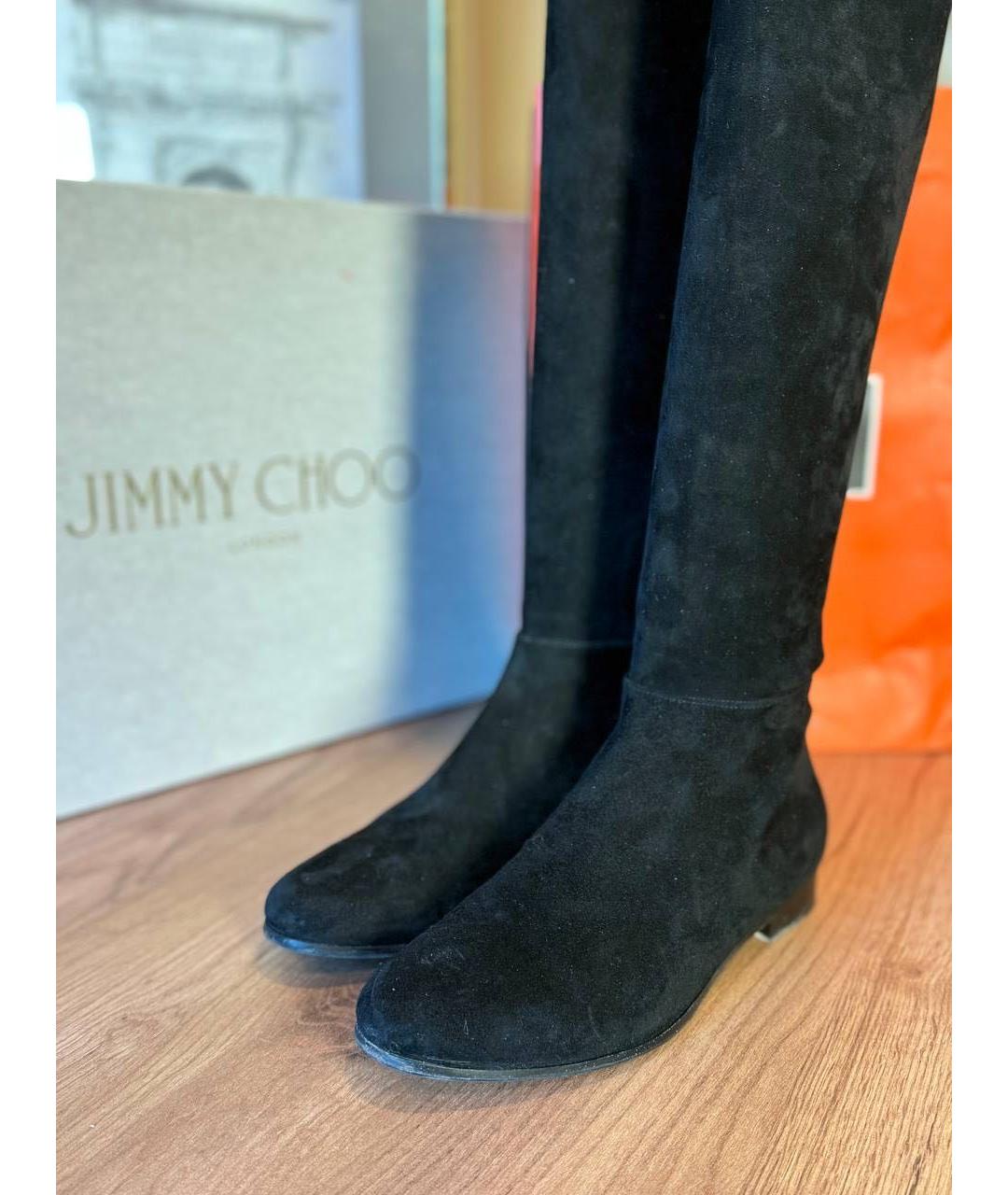 JIMMY CHOO Черные замшевые ботфорты, фото 3