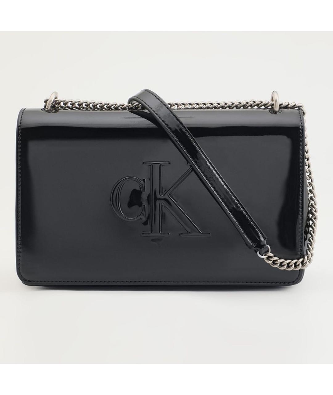 CALVIN KLEIN Черная сумка через плечо из лакированной кожи, фото 3