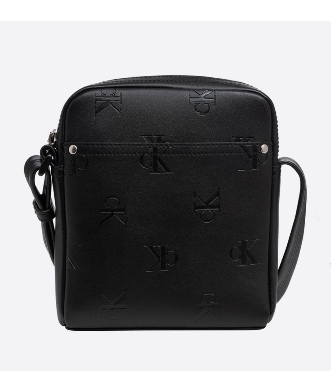 CALVIN KLEIN Черная кожаная сумка на плечо, фото 3