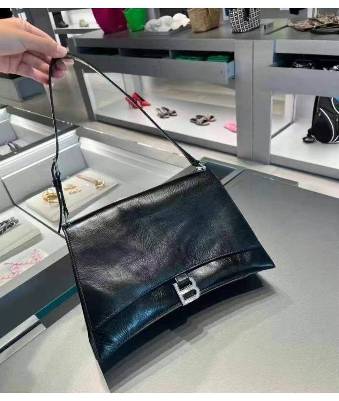 BALENCIAGA Черная кожаная сумка с короткими ручками, фото 4