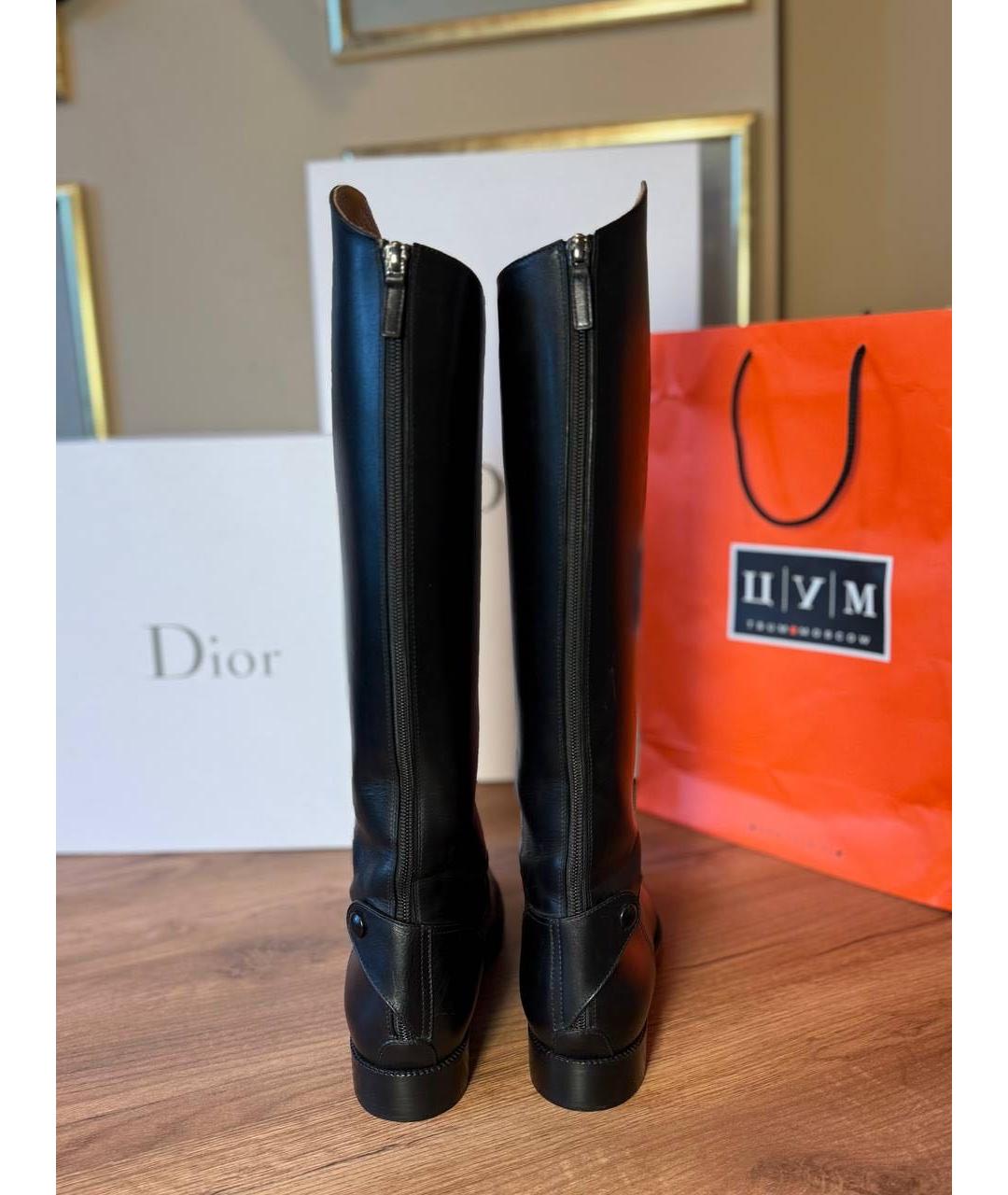 CHRISTIAN DIOR Черные кожаные сапоги, фото 4