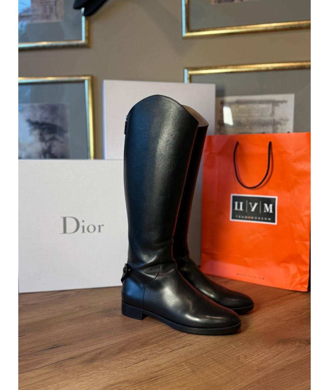 CHRISTIAN DIOR Черные кожаные сапоги, фото 9