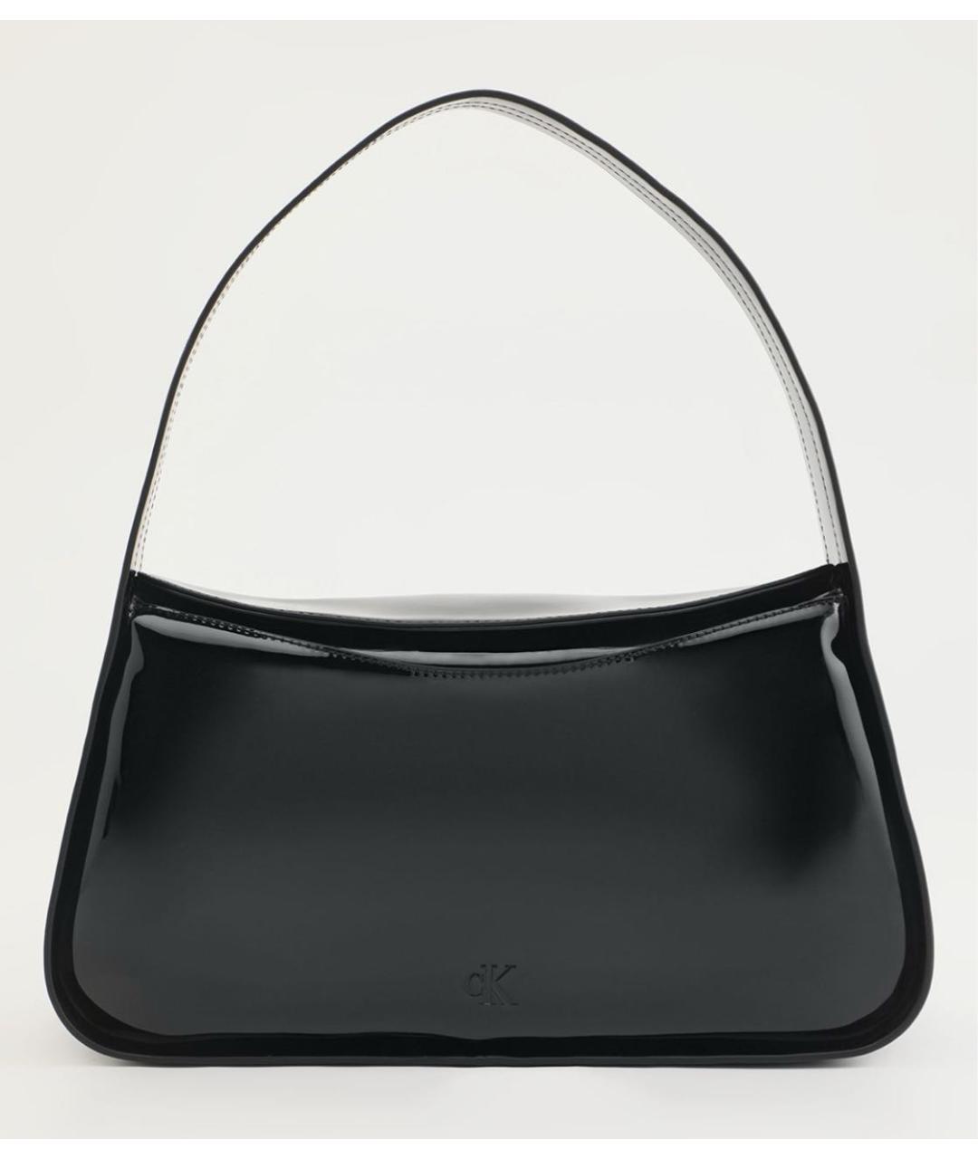 CALVIN KLEIN Черная сумка с короткими ручками из лакированной кожи, фото 3