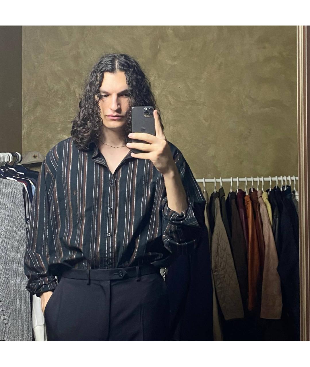 SAINT LAURENT Коричневая хлопковая кэжуал рубашка, фото 2