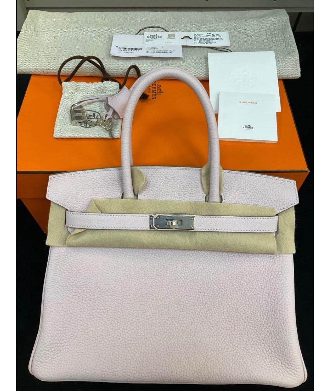 HERMES Розовая кожаная сумка с короткими ручками, фото 2