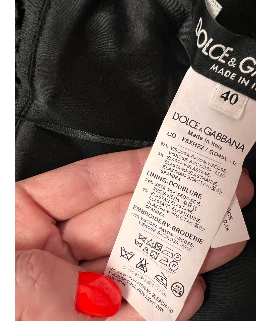DOLCE&GABBANA Черное хлопковое повседневное платье, фото 4