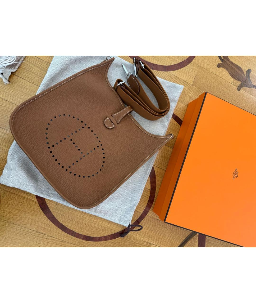 HERMES Коричневая кожаная сумка через плечо, фото 4