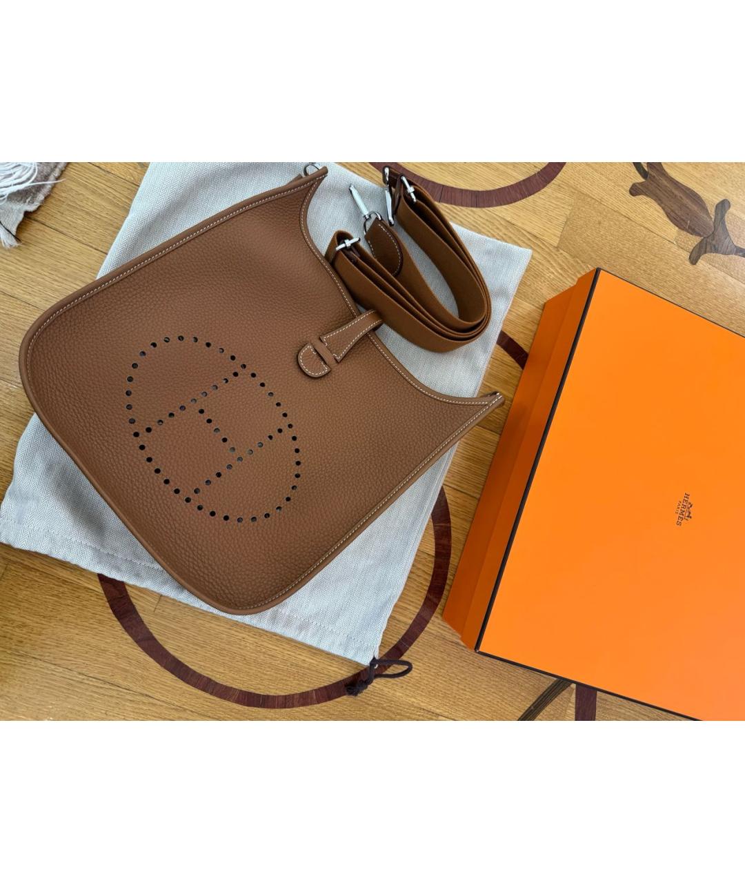 HERMES Коричневая кожаная сумка через плечо, фото 2