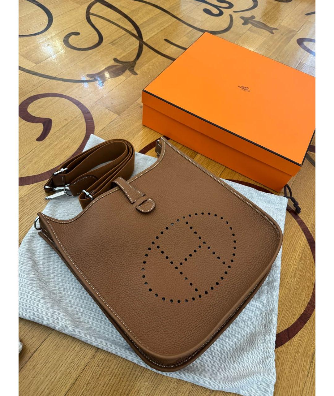 HERMES Коричневая кожаная сумка через плечо, фото 3