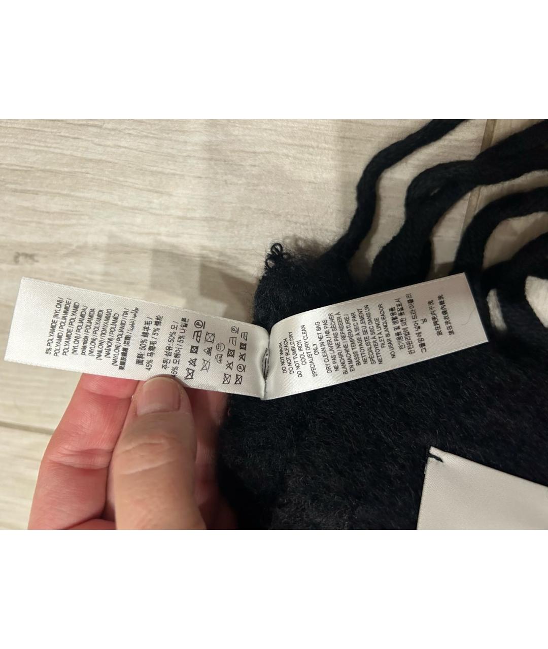 BURBERRY Черный шерстяной шарф, фото 5