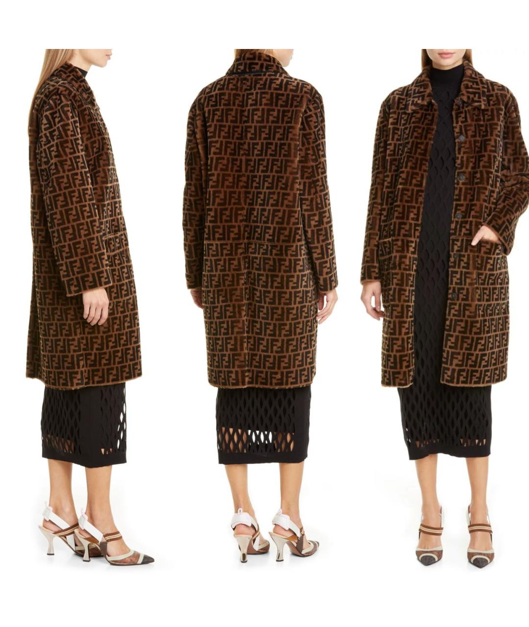 FENDI Коричневая кожаная дубленка, фото 3
