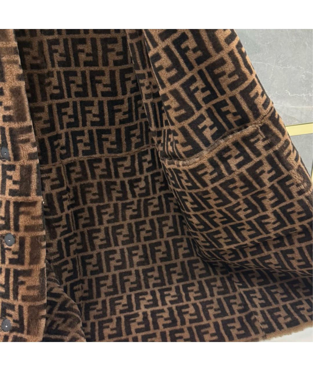FENDI Коричневая кожаная дубленка, фото 6