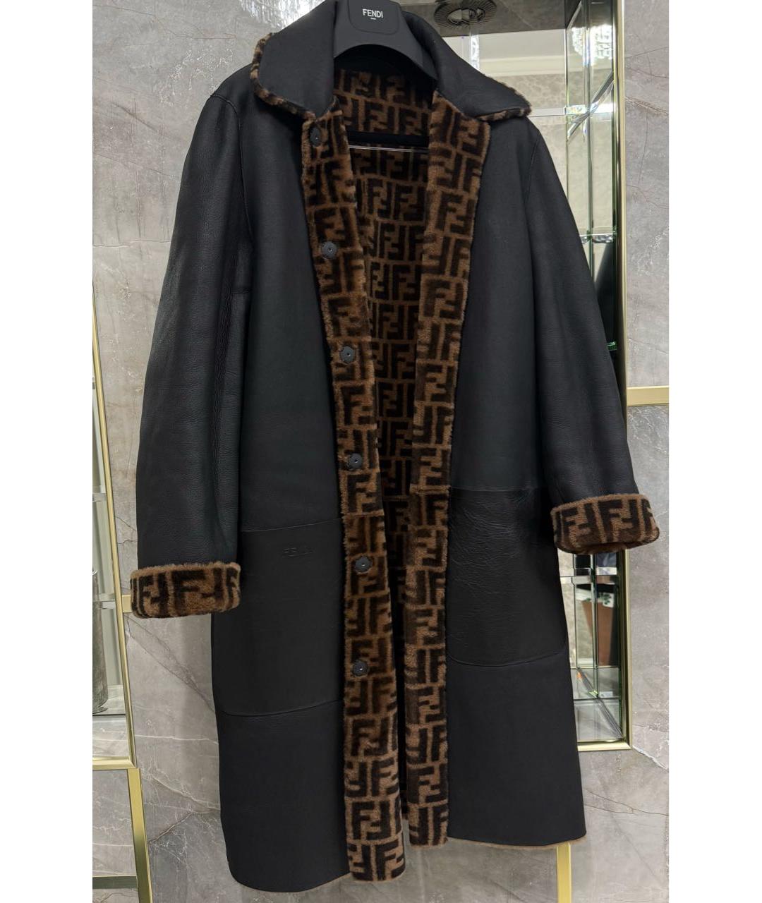 FENDI Коричневая кожаная дубленка, фото 4