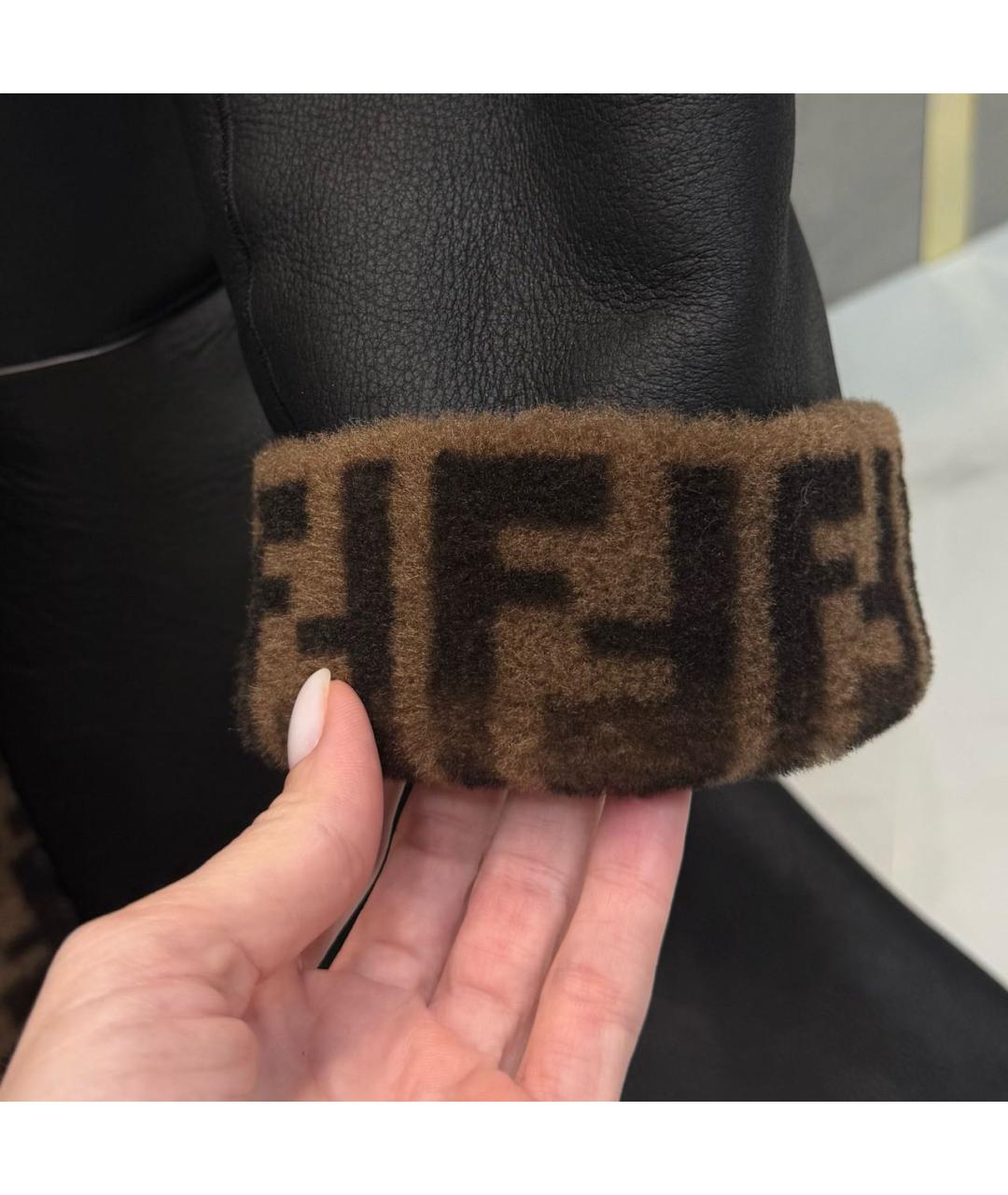 FENDI Коричневая кожаная дубленка, фото 8