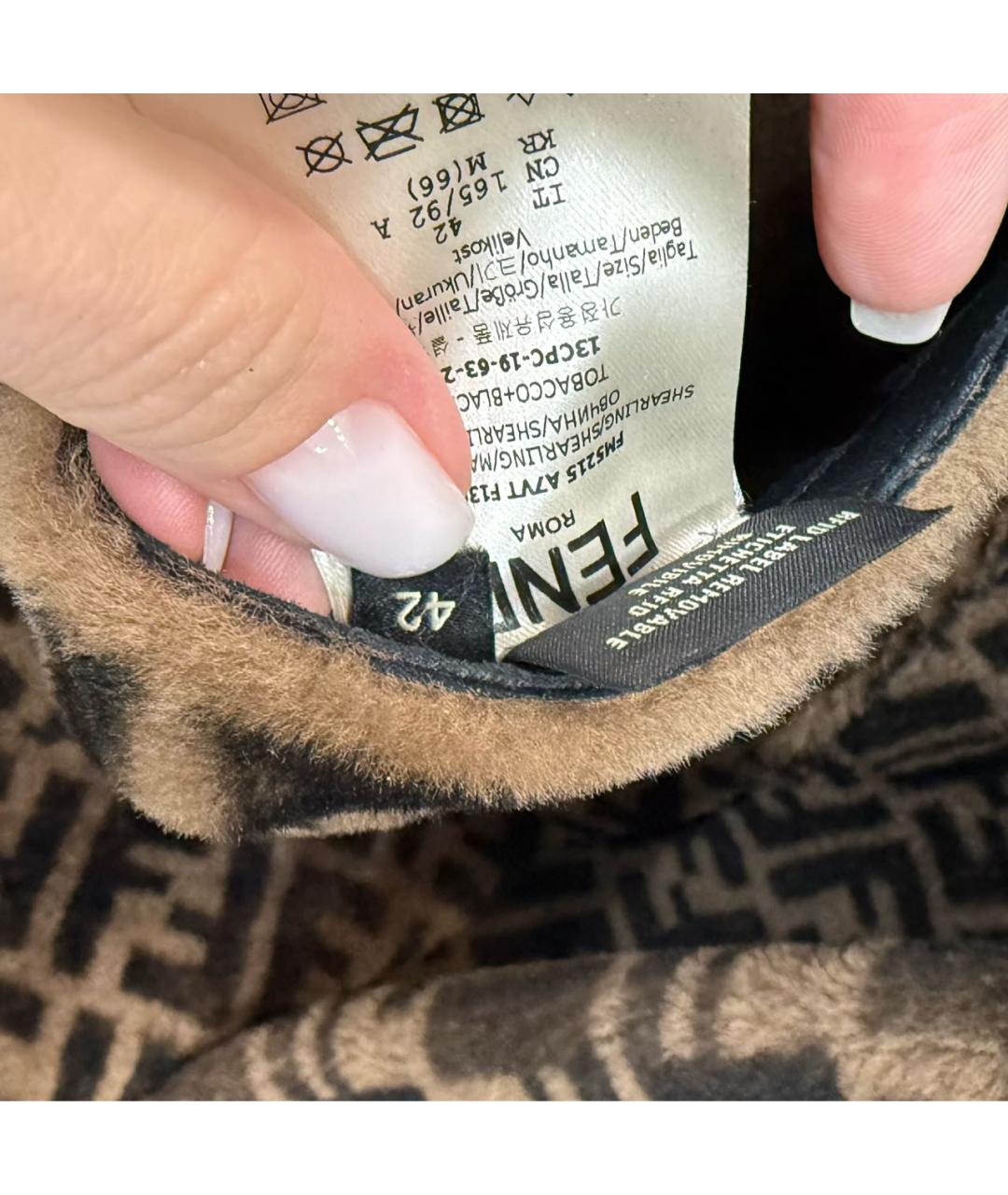 FENDI Коричневая кожаная дубленка, фото 7