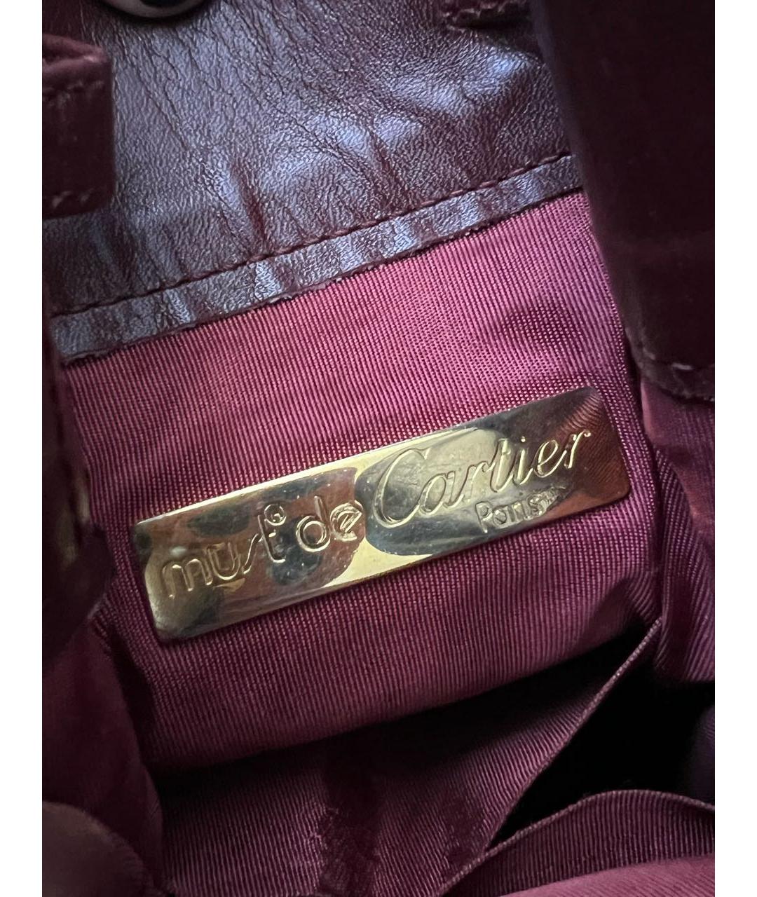 CARTIER Бордовая кожаная сумка через плечо, фото 5