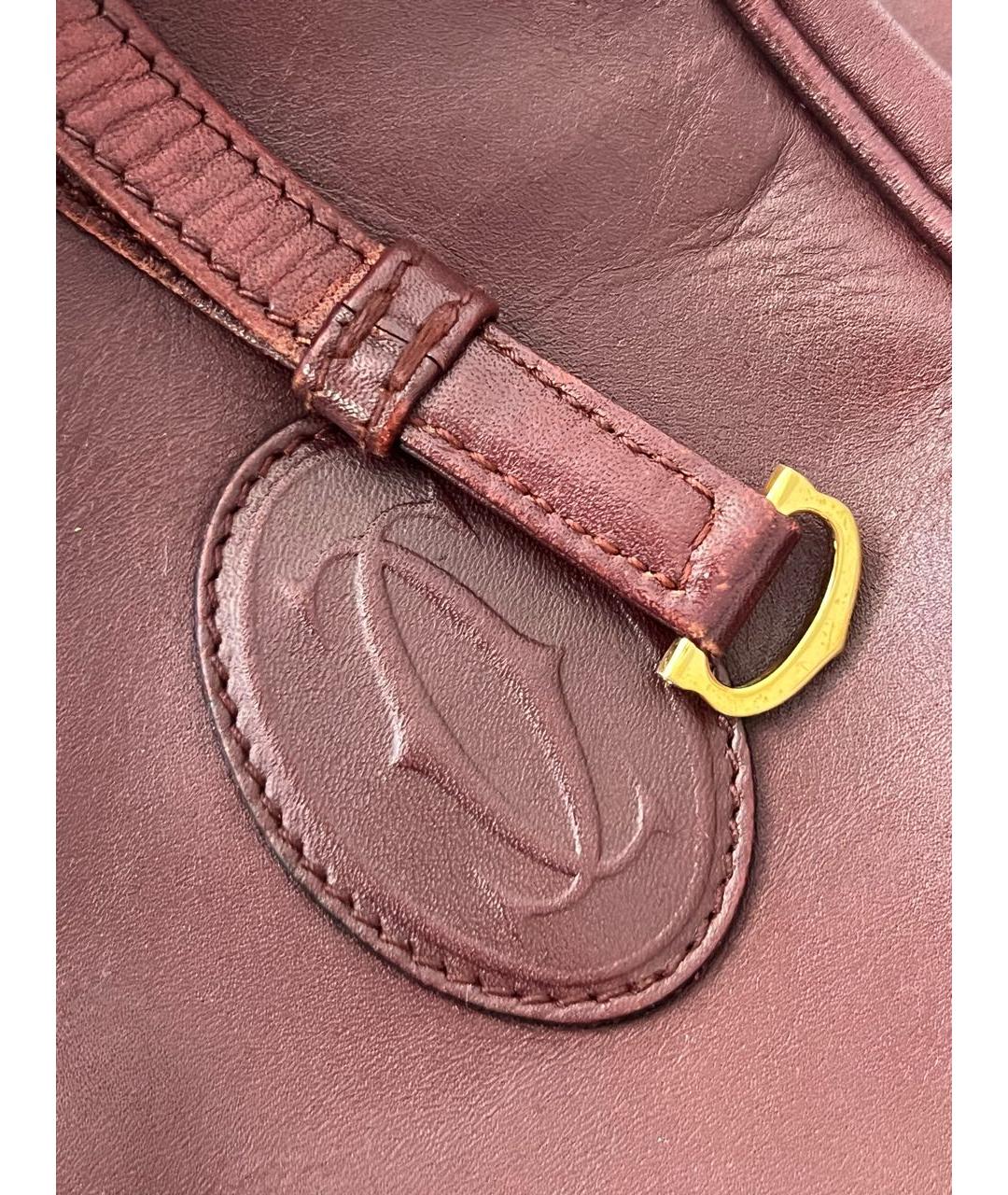 CARTIER Бордовая кожаная сумка через плечо, фото 4