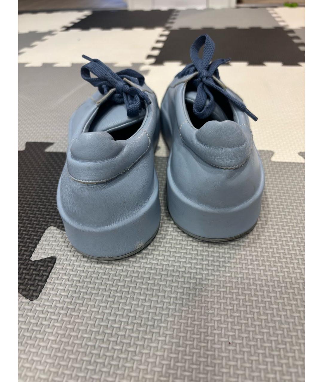 JIL SANDER Голубые кожаные кеды, фото 4