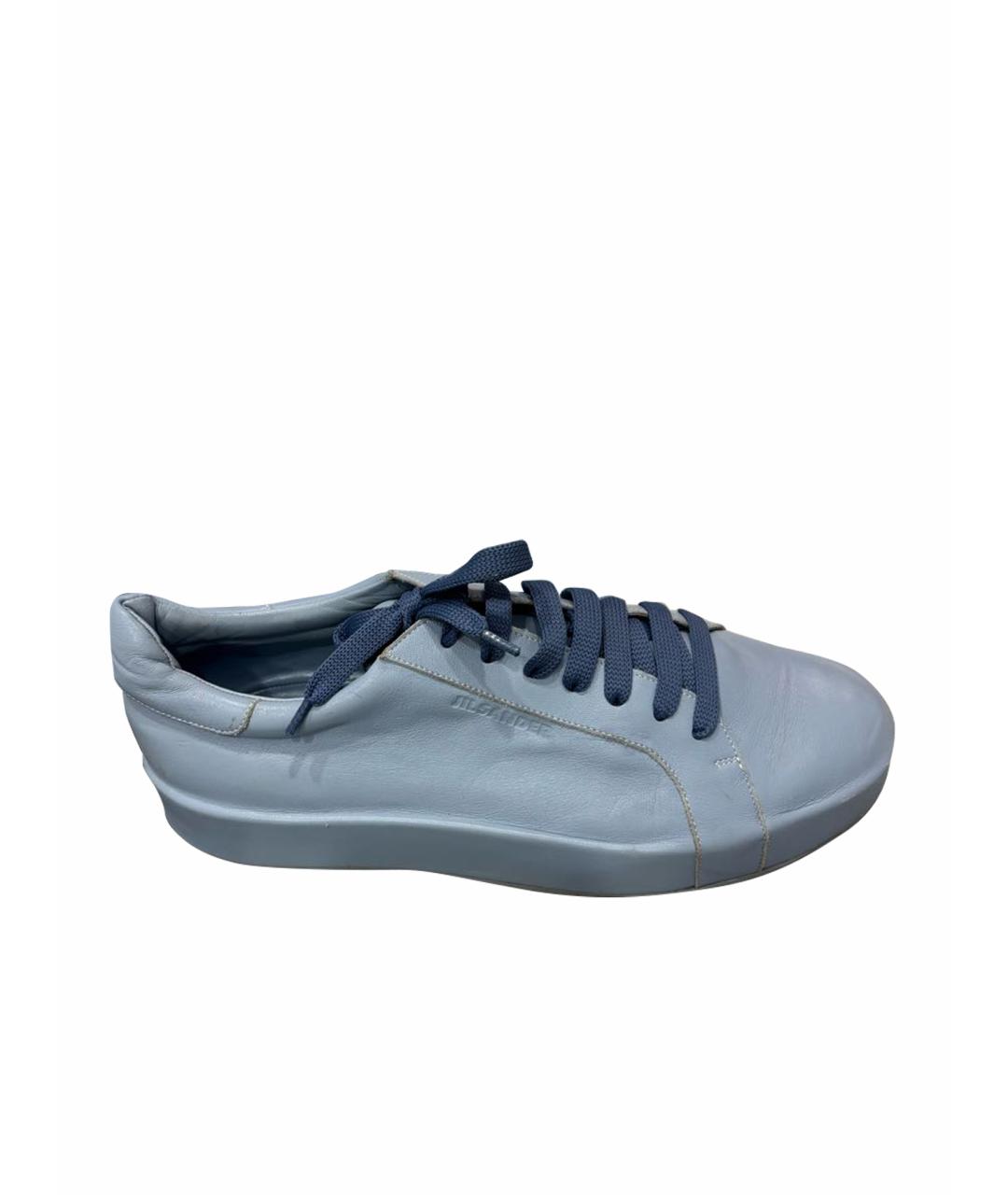 JIL SANDER Голубые кожаные кеды, фото 1