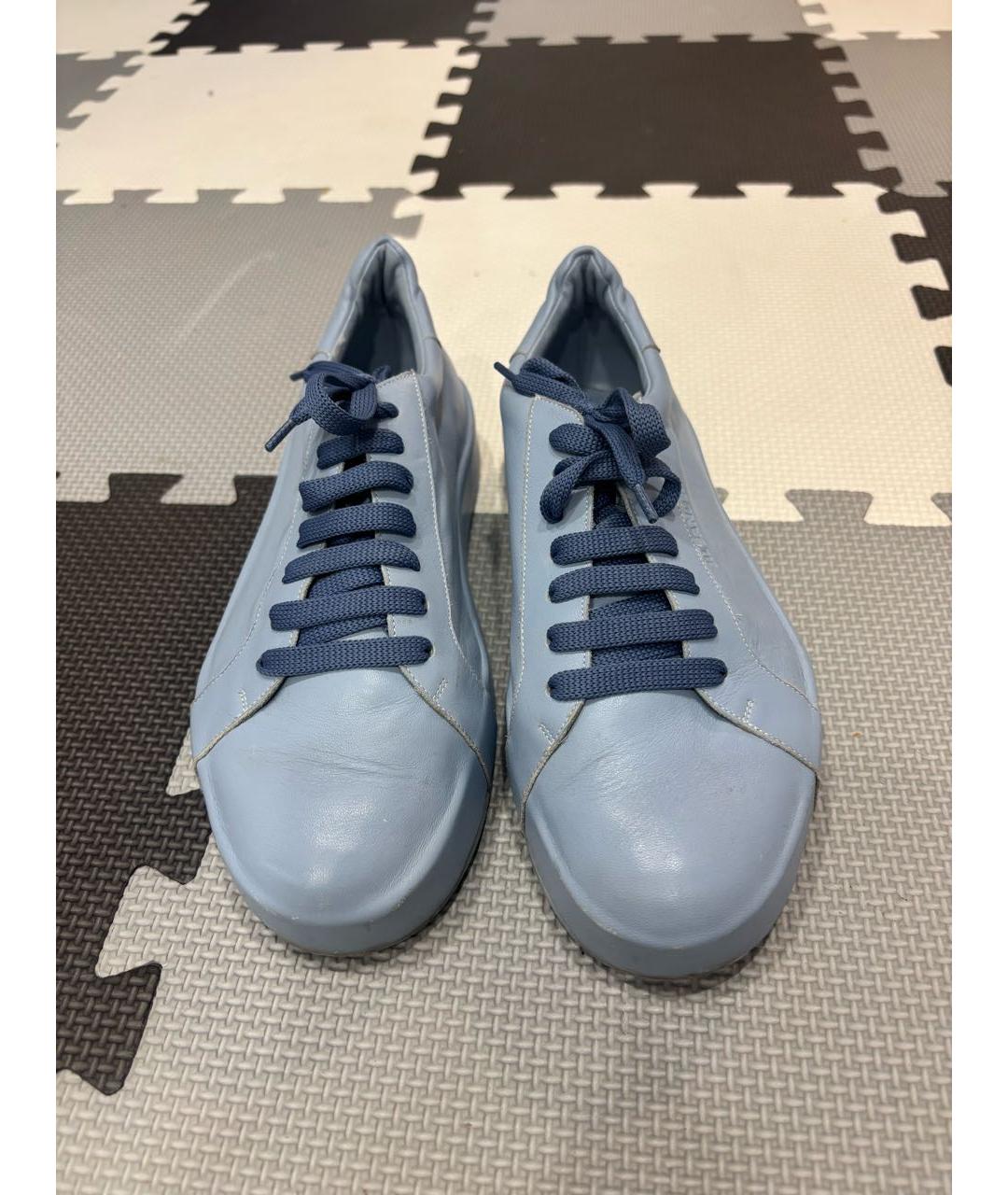 JIL SANDER Голубые кожаные кеды, фото 3